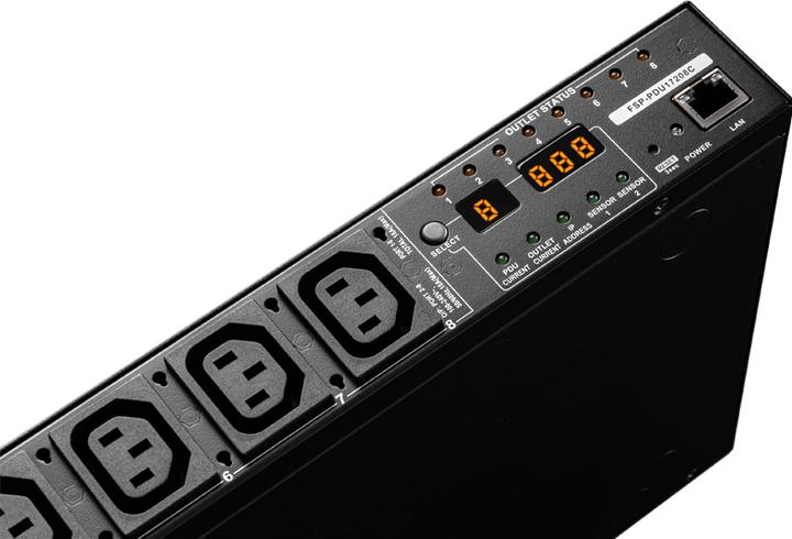 Actual product image Fortron USV PDU eco PDU 1U Metered & Switched 8-Outlet