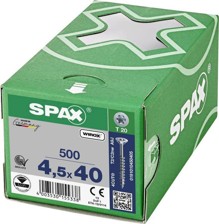 Produktbild Spax Senkmultikopf T-Star Plus T20 Teilgewinde Wirox (500 Schrauben pro Stück, 4.5 x 40 mm)