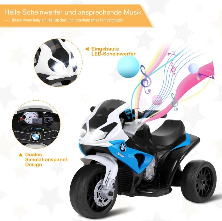 Immagine prodotto Homcom Kinder Elektro Motorrad mit Licht- und Soundeffekte BMW S1000 RR blau (6 V)