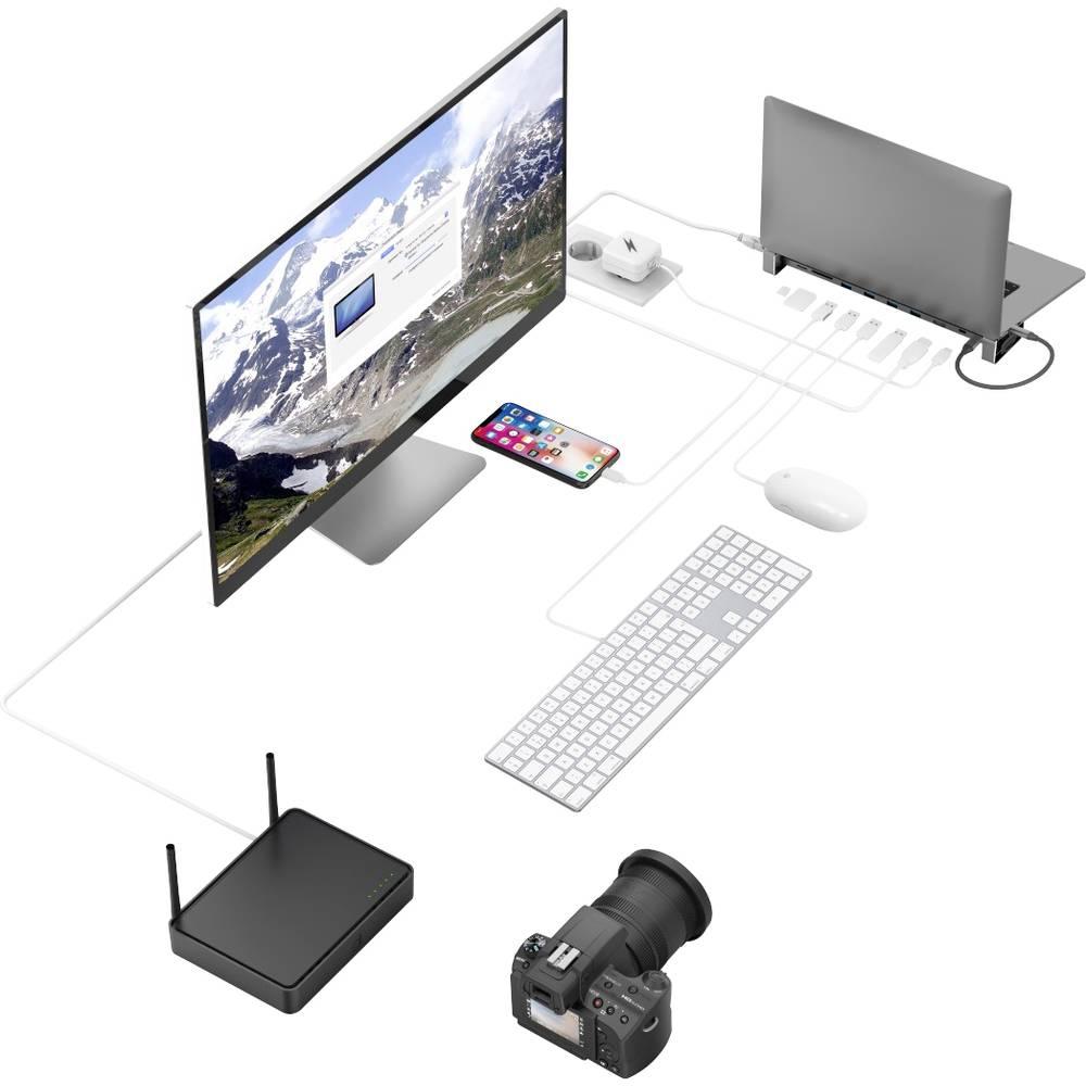 Thumbnail - Hama 9 in 1 USB-C (USB-C, 9 Ports), Dockingstation + USB Hub, Grau