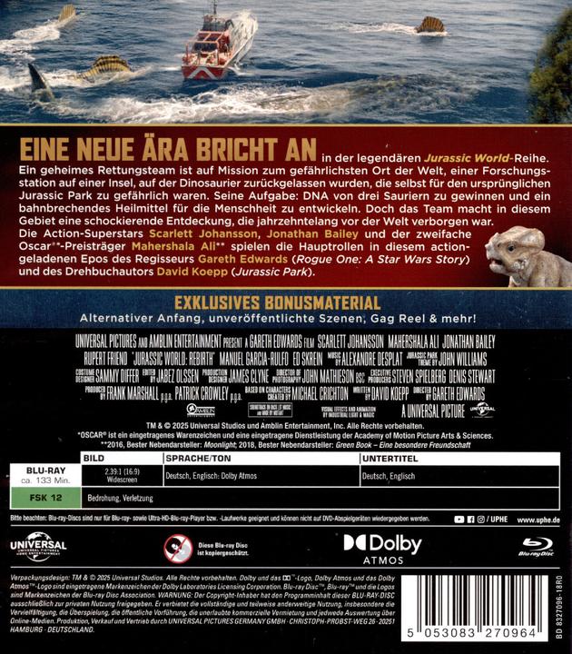 Immagine prodotto Studios Jurassic World Die Wiedergeburt (Blu-ray, Inglese, Tedesco)