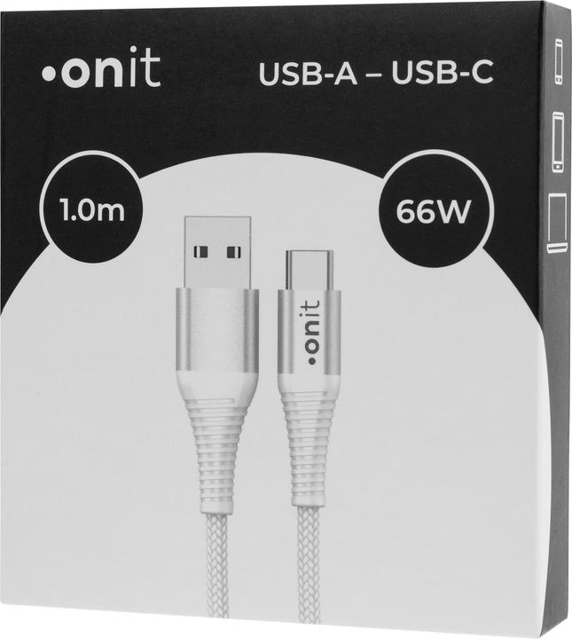 Image du produit Onit Câble USB 2.0 USB A - USB C 1 m, blanc (1 m, USB 2.0, 66 W)