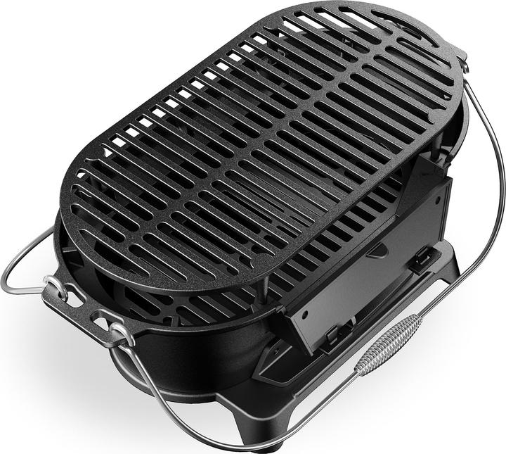 Wiltec Cast Iron Charcoal Grill BBQ Oval Tabletop Barbecue Outdoor Compact