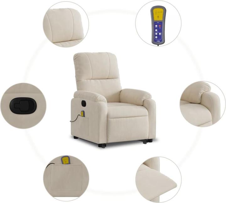 Immagine prodotto VidaXL Poltrona massaggiante con ausilio stand-up Poltrona TV Tessuto in microfibra beige