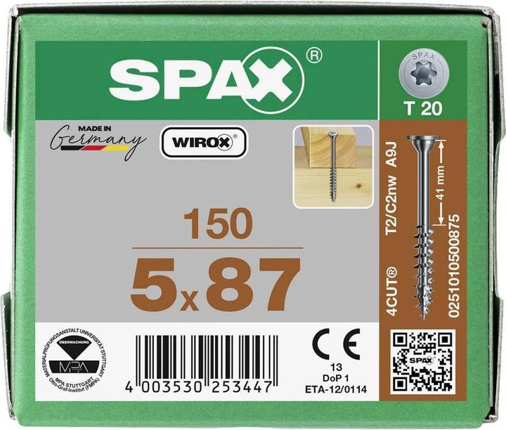 Actual product image Spax Tellerkopf Ohne Linse T-Star Plus T20 Gewindelänge 46 mm Wirox (150 Screws per piece)