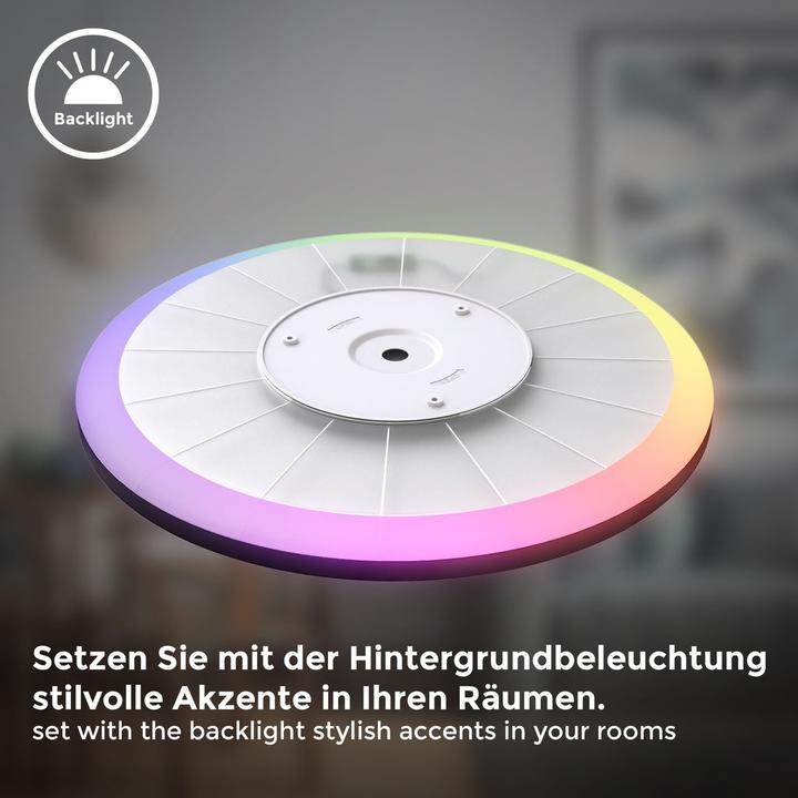 Produktbild B.K.Licht Ultraflaches RGB/W-LED Panel mit Backlight, schwarz, 1xLED/22W (2700 lm)