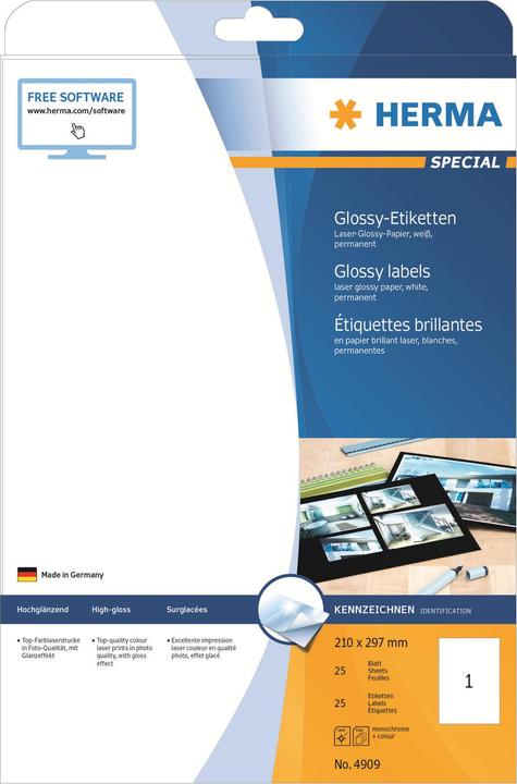 Actual product image HERMA Hochglanz Etiketten A4
