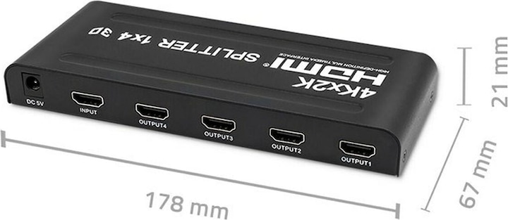 Produktbild Qoltec 51798 Aktiver HDMI-Splitter 4 x HDMI 4K x 2K | 3 4 Gbit/s