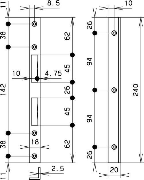 Produktbild Glutz Winkelschliessbleche B-1307 (Türgriff)
