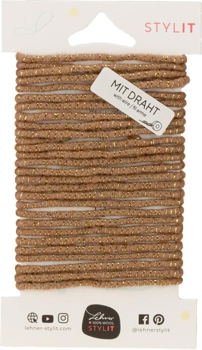 Produktbild Viana Wollkordel Braun Goldfaden mit Draht