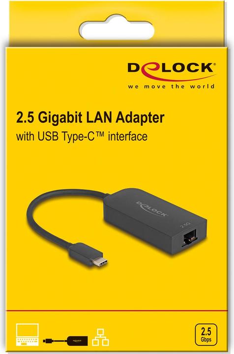 Produktbild Delock 66046 - USB Type-C Adapter zu 2,5 Gigabit LAN (USB-C)
