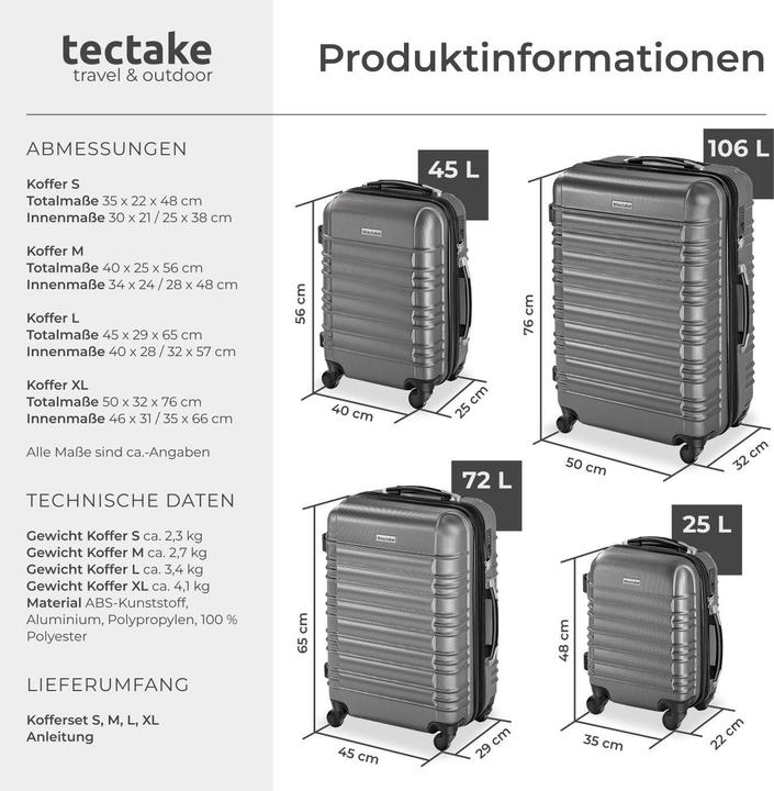 Produktbild tectake Hartschalenkofferset (106 l)