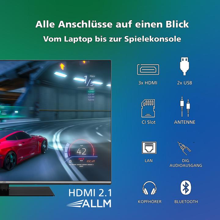 Produktbild JVC QLED Fernseher 55 Zoll Smart TV VIDAA LT-55VDQ6555 4K UHD TV Dolby Vision HDR Triple-Tuner (55", QLED, 4K)