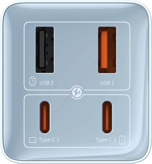 Image du produit Baseus GaN6 Pro 2xUSB-C + 2xUSB, 100W (niebieska) (100 W)