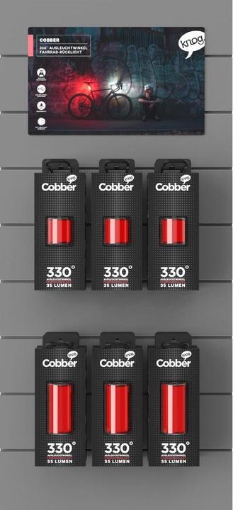 Productafbeelding knog. Cobber SLATWALL/DISPLAY fietsverlichting, StVZO, rode LED, (VE/12), zwart