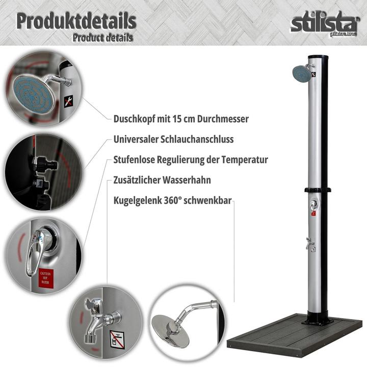 Actual product image Stilista STILIST Solar garden shower 35L + floor element