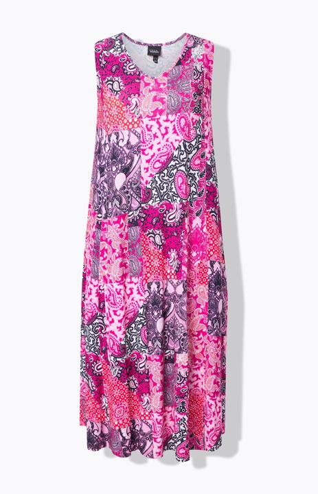 Produktbild Ulla Popken Maxikleid, Patchmuster, A-Linie, V-Ausschnitt, ärmellos (58, 60)