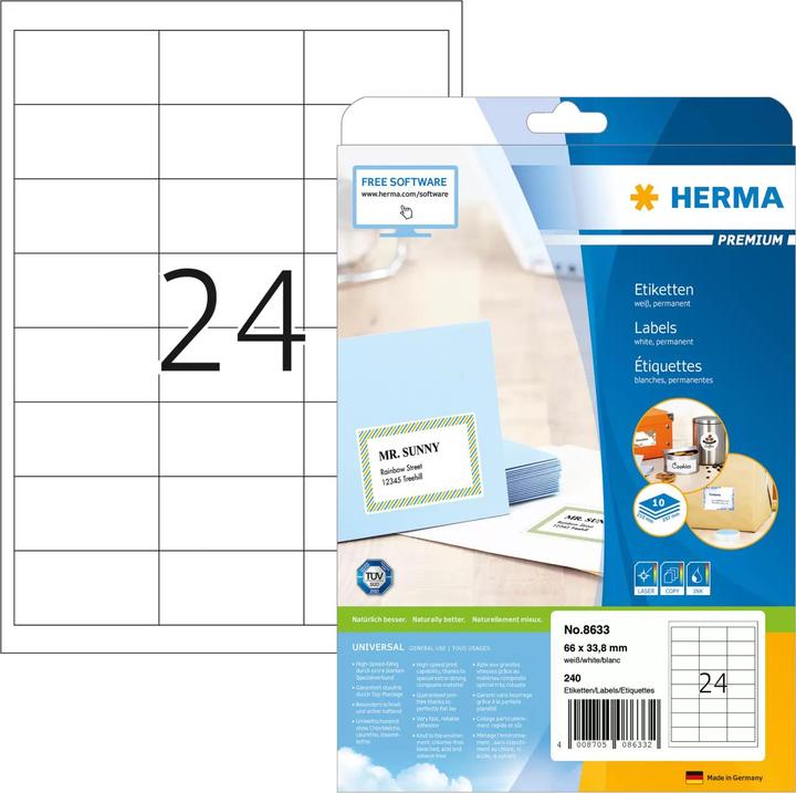 Produktbild HERMA Universal Etiketten A4