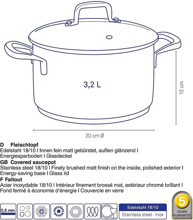 Produktbild Kela Flavoria (Kochtopf, Edelstahl, 20 x 12 cm)