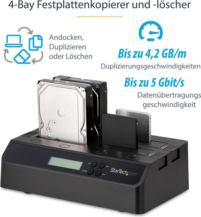 Produktbild StarTech 4 Bay Festplatten Kopierstation USB 3.0 / eSATA auf SATA - HDD 1:3 Duplikator - Standalone Festpl...