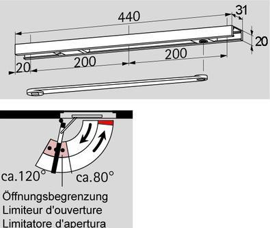 Image du produit Dormakaba Glissière G 96 N K8/12 (Porte de chambre, Porte d'entrée, Porte en bois, Porte-fenêtre, Intérieur)