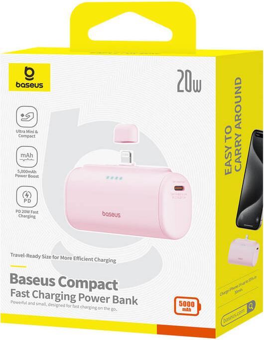Produktbild Baseus Powerbank OS-Baseus Compact IP 5000mAh 20W (pink) (5000 mAh, 20 W, 18 Wh)