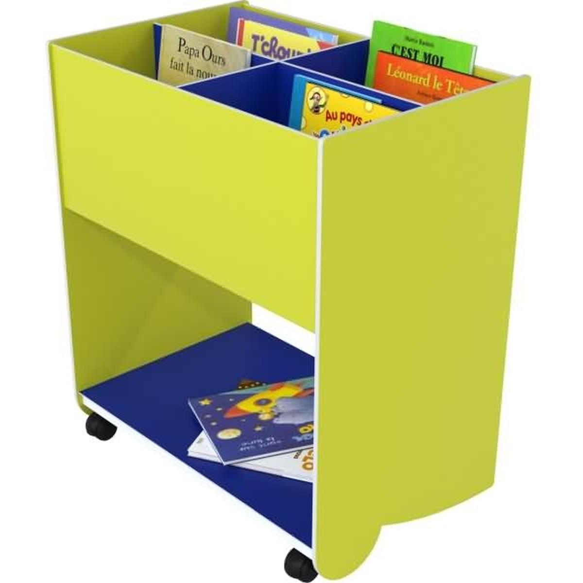 Paperflow, Buchstütze, Schulbuchkasten Kunststoff mittelgross gelbgrün/blau