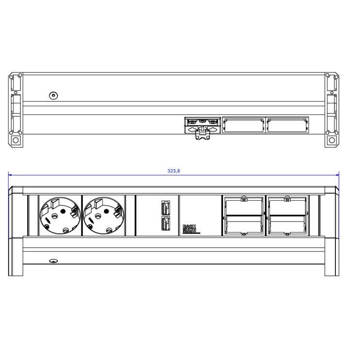 Actual product image Bachmann Desk 2xSchuko, 1xUSB Charger & (2x, CEE 7/3)