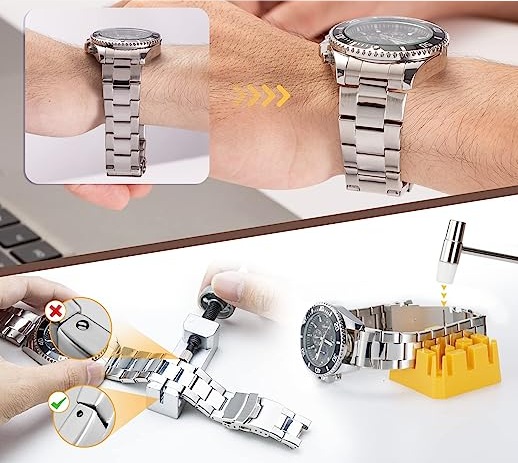 Image du produit Werkstein Kit d'outils universel pour montres - Kit de réparation avec pincettes, extracteur de maillons &