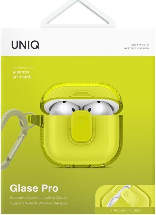 Actual product image Uniq Case Glase Pro for AirPods 4 Lock Case yellow (Charging case cover)