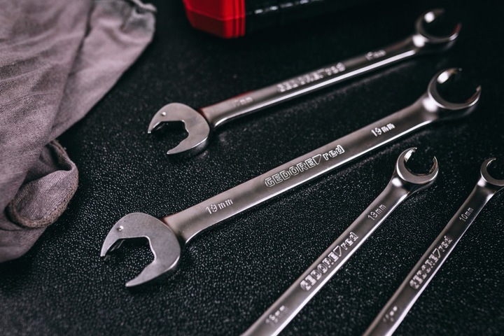 Actual product image Gedore Red red R05905010 Combination ratchet open-end spanner 10-19 mm 10 pieces (19 mm, 10 mm, 7 mm, 29 mm, 8 mm)