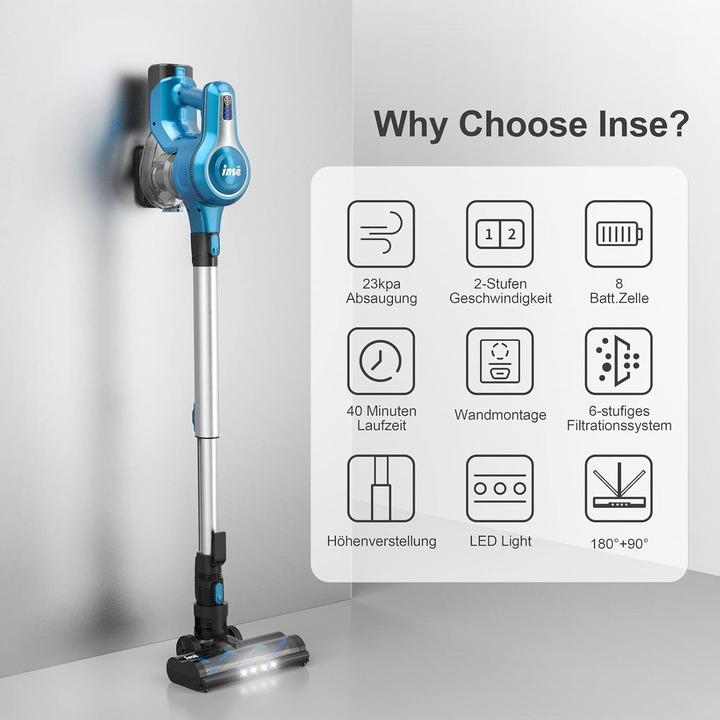 Produktbild Inse S6 Wireless Vacuum Cleaner Blue 250W 12L 65 Decibel