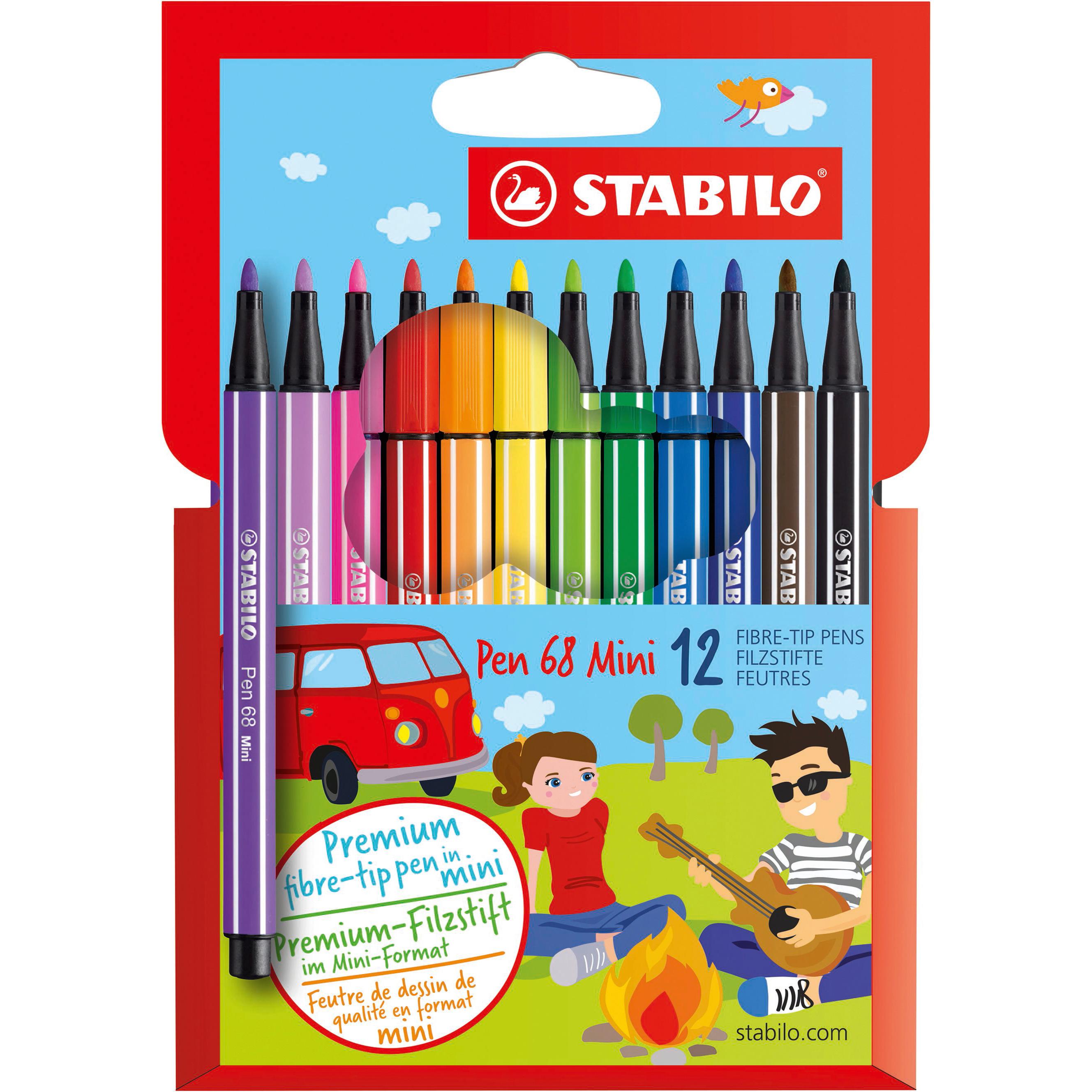 STABILO, Malstifte, Pen 68 Mini Premium-Filzstift (Mehrfarbig, 12 x)