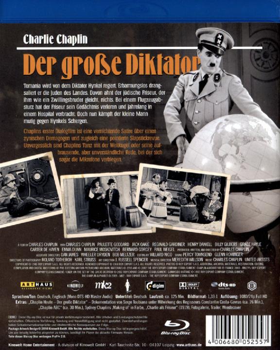 Immagine prodotto Charlie Chaplin Il grande dittatore (Blu-ray, 1940, Tedesco, Inglese)