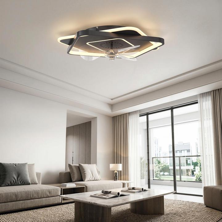 Produktbild Homcom Deckenventilator mit Licht Stahl, Acryl Schwarz (50 dB)