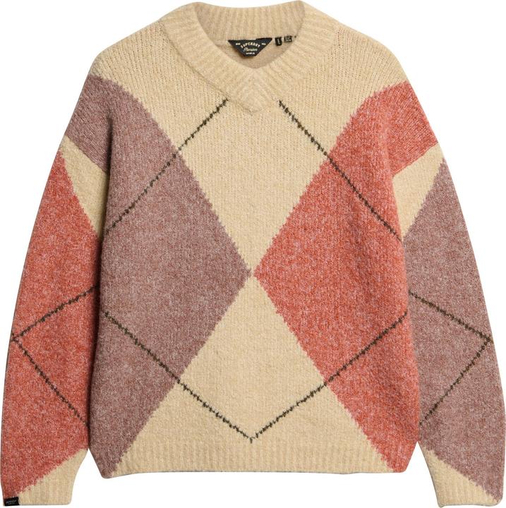Actual product image Superdry Women's oversized V-neck pullover with diamond pattern (XL)