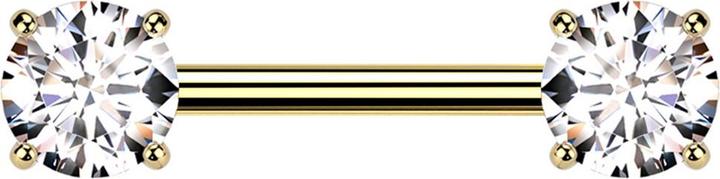 Actual product image Star Piercing Barbell Innengewinde vergoldet dick front mit Kristall silber gefasst (without brass, Titanium)