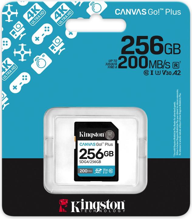 Produktbild Kingston Card Canvas Go Plus SDG4 (256 GB, SDXC, U3, UHS-I)