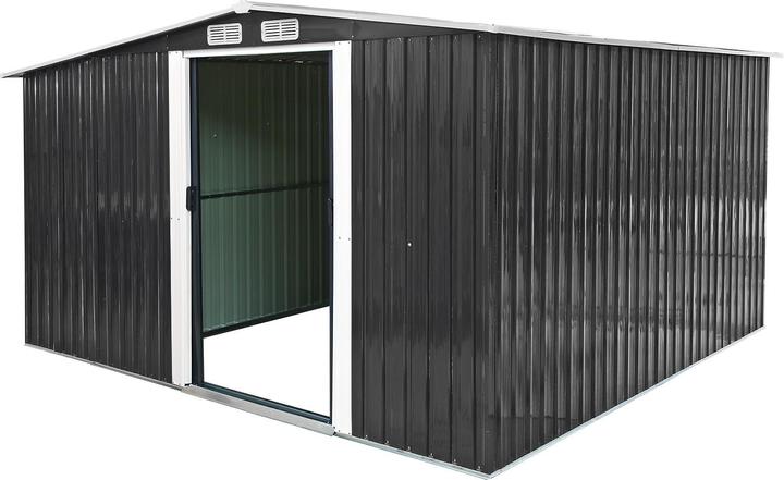 Produktbild Dema Gerätehaus mit Holzunterstand Metall 328x314x159/188cm