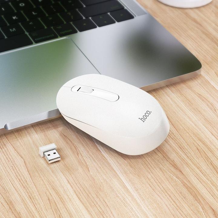 Actual product image Hoco - Wireless Mouse Platinum (GM14) - 2.4G, 1200 DPI, 3D Button - White (Wireless)