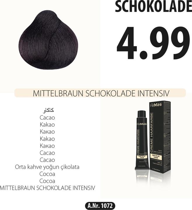Image du produit FemMas 4.99) Couleur de cheveux moyenne Brown Chocolate Intense 100ml