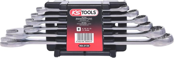 Produktbild KS Tools EDELSTAHL Ringmaulschlüssel-Satz, 15° Gabelstellung, 6 Teile (19 mm, 8 mm, 10  mm, 14 mm, 18 mm, 11 mm, 12 mm, 17 mm, 15 mm, 13 mm, 9 mm, 16 mm)
