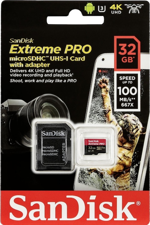 Produktbild SanDisk Extreme PRO UHS-I V30 (32 GB, microSDHC, U3, UHS-I)