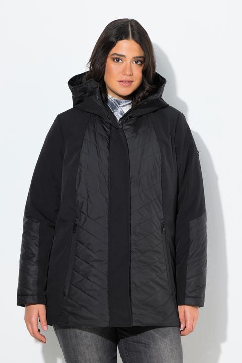 Immagine prodotto Ulla Popken Giacca di softshell HYPRAR per le intemperie con taglio svasato, cappuccio e trapuntatura (42, 44)
