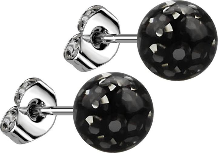 Immagine prodotto Star Piercing Orecchini a perno in argento con sfera di cristallo strato protettivo epossidico nero (senza ottone, Acciaio chirurgico 316L)