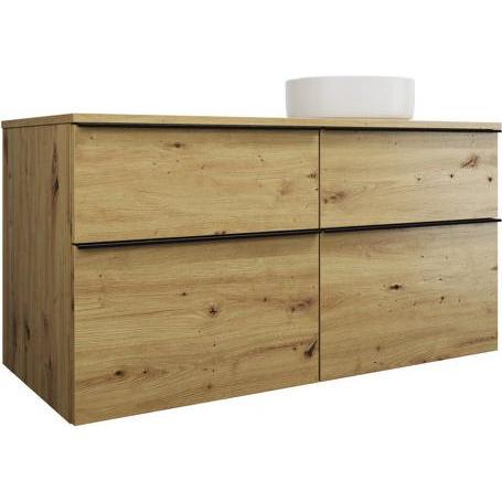 burgbad, Badmöbelset, Eqio Keramik-Aufsatzwaschtisch, rund, inklusive Waschtischunterschrank, Breite 1200m