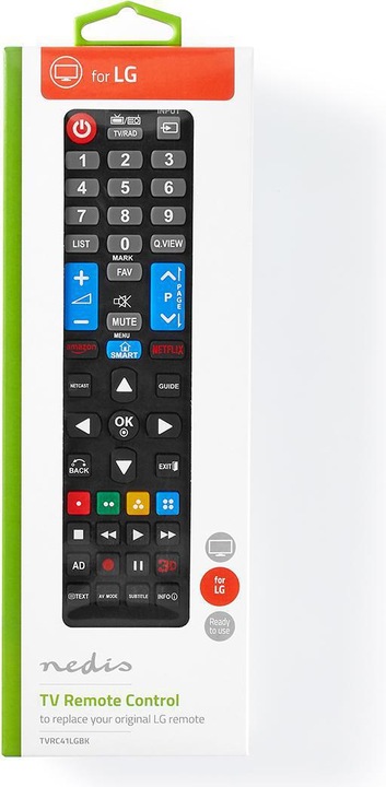 Image du produit Nedis Télécommande de remplacement Compatible avec : LG Fixe Nombre d'appareils : 1 Netflix Unisexe (Télécommande spécifique à l'appareil, Miracast)