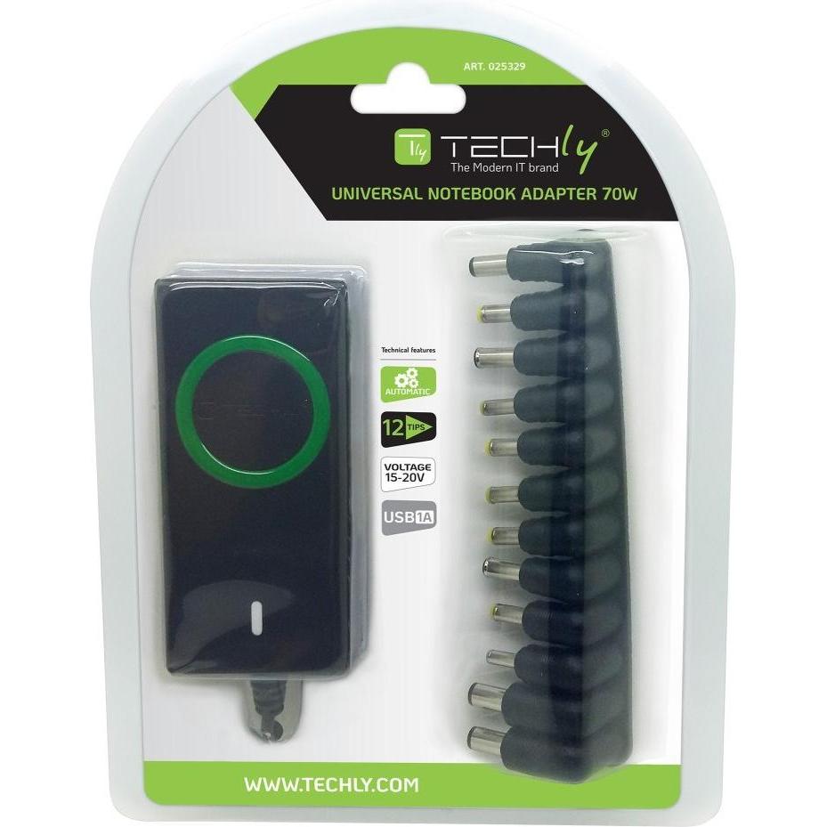 Thumbnail - Techly IPW-NTS70WTY (70 W), Notebook Netzteil, Schwarz