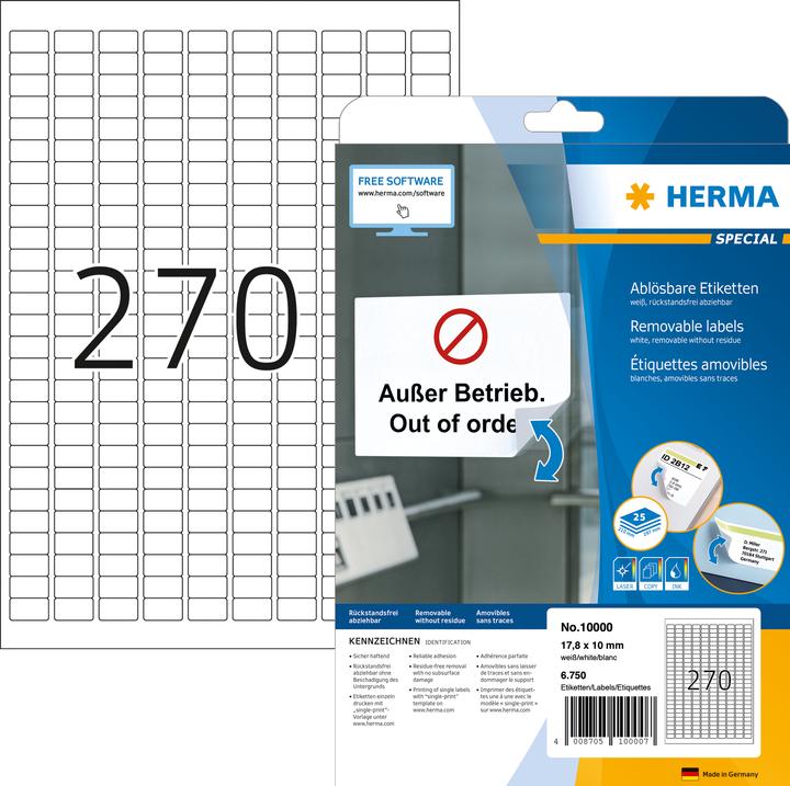 Productafbeelding HERMA A4 verwijderbare etiketten