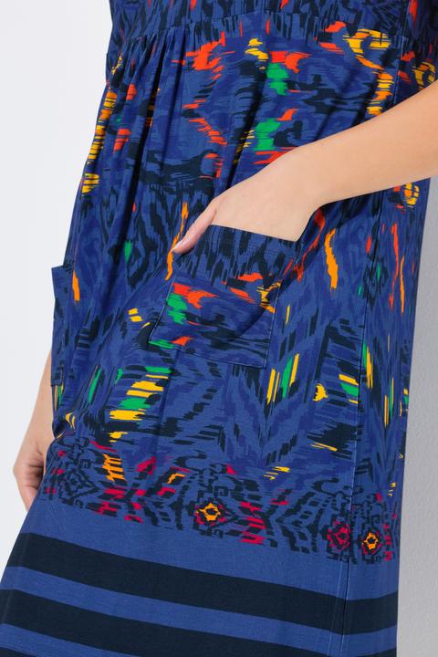 Produktbild Ulla Popken Jerseykleid, bedruckt, A-Linie, Rundhals, ärmellos (60)